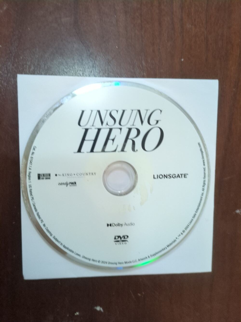 Unsung Hero - DVD disc only